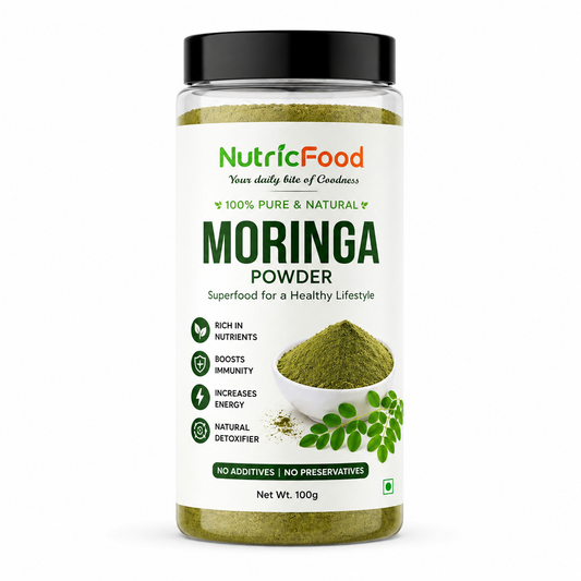 NutricFood | Certified Organic Moringa Powder 100g – Pure Moringa Leaf Powder | Rich in Nutrients | Natural Energy Booster & Immunity Support